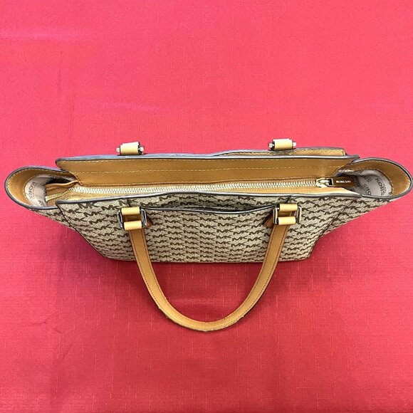 Michael Kors Dee Dee Brown And Creme Coated Canvas Leather Trim Bag - Picture 3 of 16